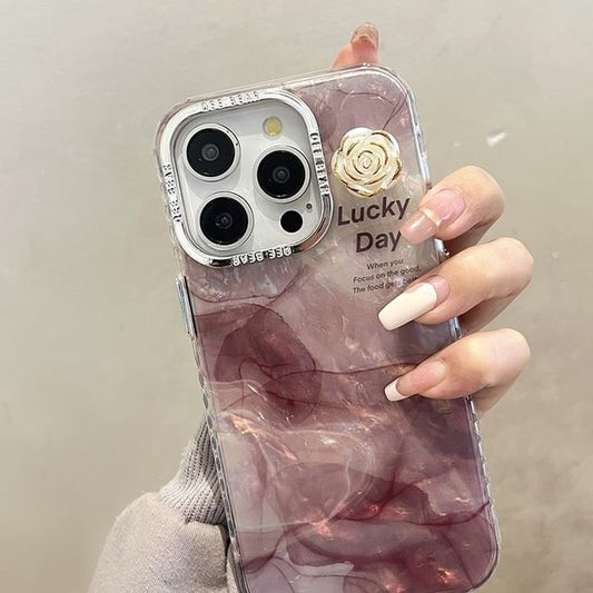 Marble Print Floral Case Phone