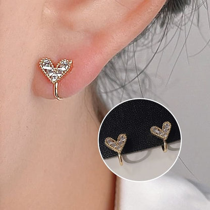 Ear Heart Rhinestone Alloy Cuff