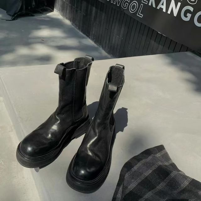 Boots Faux Short Chelsea Leather
