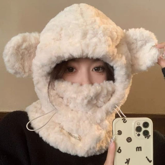 Fleece Bear Hat Trapper Ear