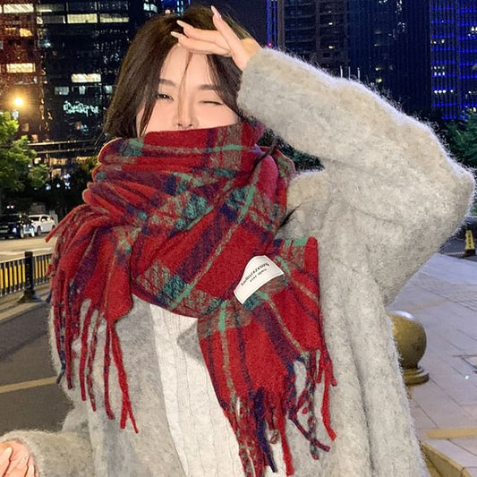 Scarf Tasseled Plaid