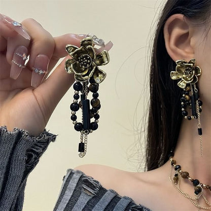 Floral Beaded Drop Earring