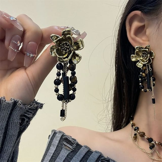 Floral Beaded Drop Earring