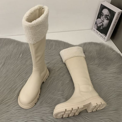 High Platform Boots Fleece Knee Panel