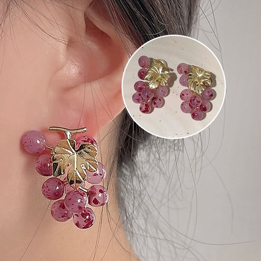 Drop Earring Gemstone Clip-On Grape