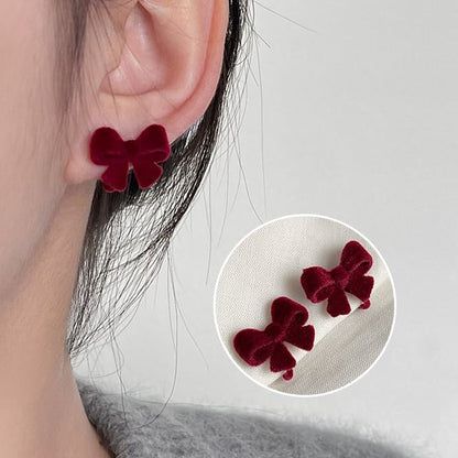 Velvet Clip-On Bow Earring