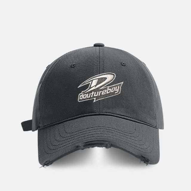 Lettering Cap Embroidered Baseball Distressed