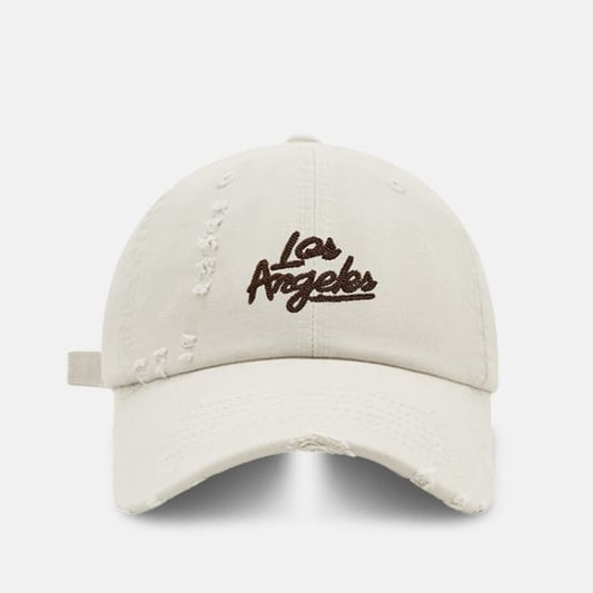 Lettering Baseball Cap Distressed Embroidered