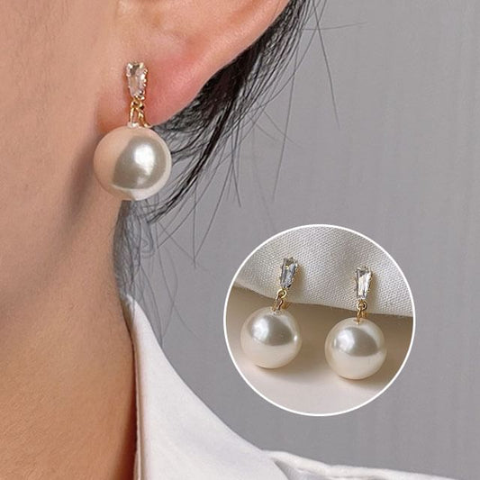 Pearl Earring Faux Rhinestone Alloy Drop