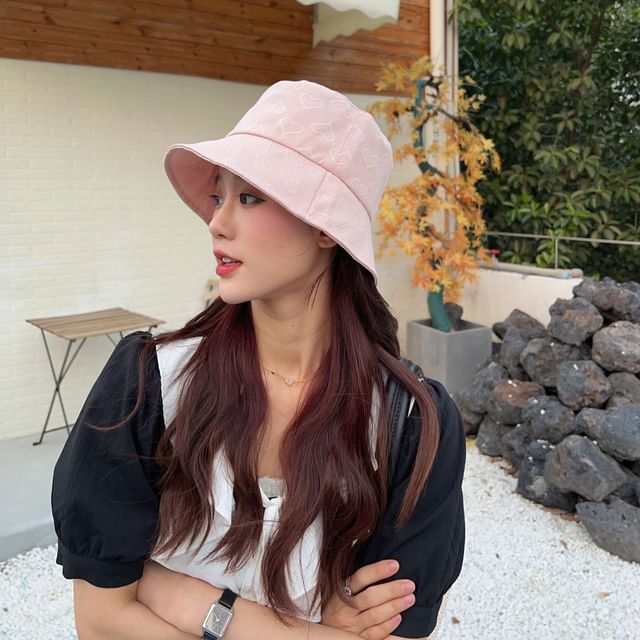 Heart Hat Jacquard Bucket