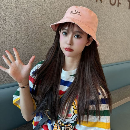 Embroidered Bucket Hat Lettering Reversible