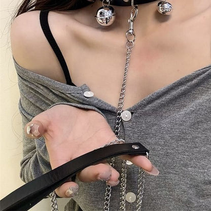 Wholesale Sample Bell Faux Leather Choker / Leash