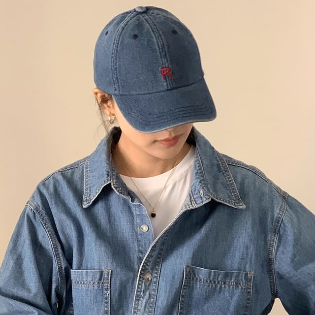 Cap Baseball Washed Lettering Denim