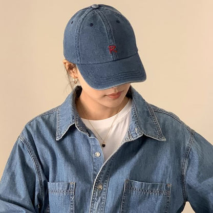 Cap Baseball Washed Lettering Denim