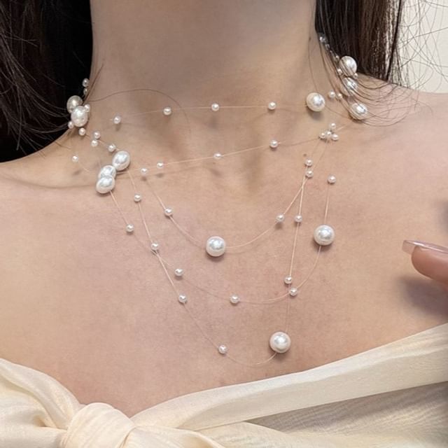 Choker Pearl Layered Faux