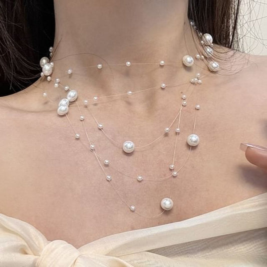 Choker Pearl Layered Faux