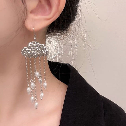 Pearl Hair Chandelier Stick Alloy Faux Earring Floral /