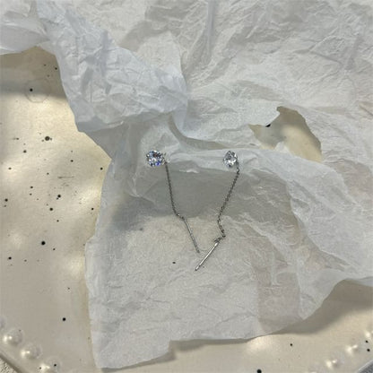 Threader Rhinestone Earring Alloy