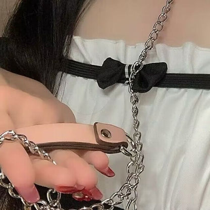 Faux Choker Alloy Leather / Cat Leash