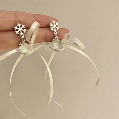 / Drop Earring Snowflake Choker Ribbon