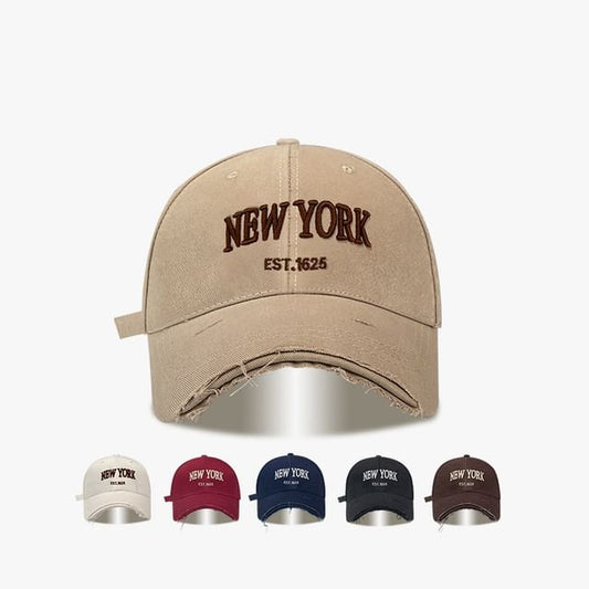 Baseball Lettering Embroidered Cap Distressed