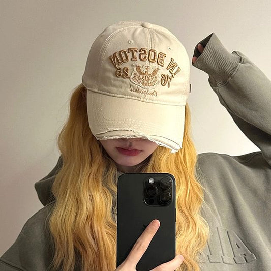 Baseball Distressed Embroidered Cap Lettering