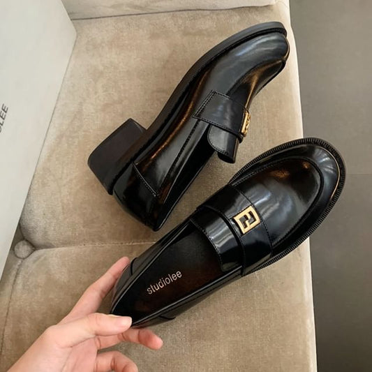Faux Leather Buckled Loafers