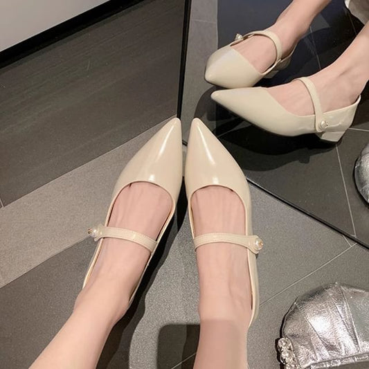 Heel Jane Pointy Mary Pumps Low