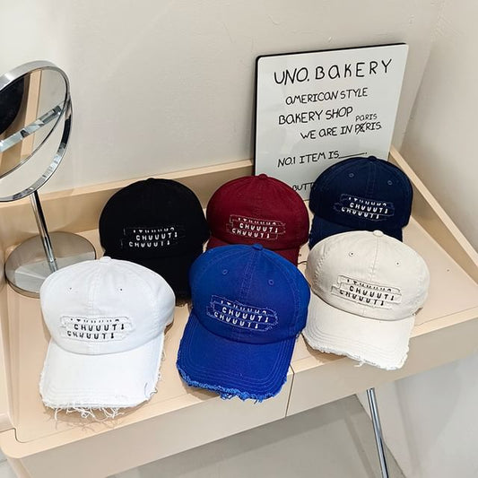 Baseball Embroidered Cap Distressed Lettering