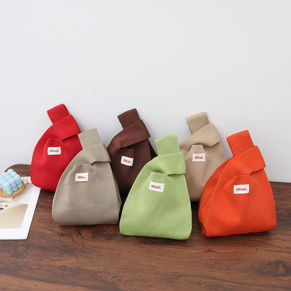 Lettering Applique Knit Tote Bag