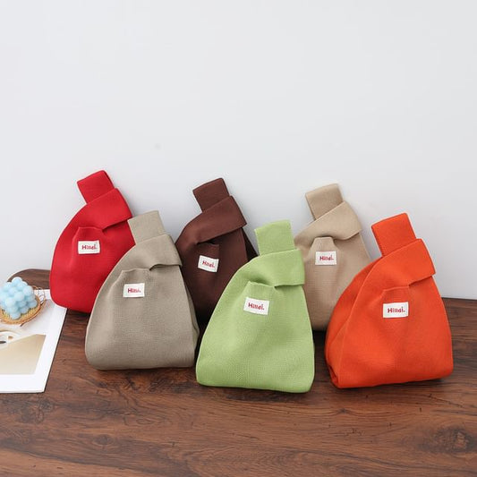 Lettering Applique Knit Tote Bag