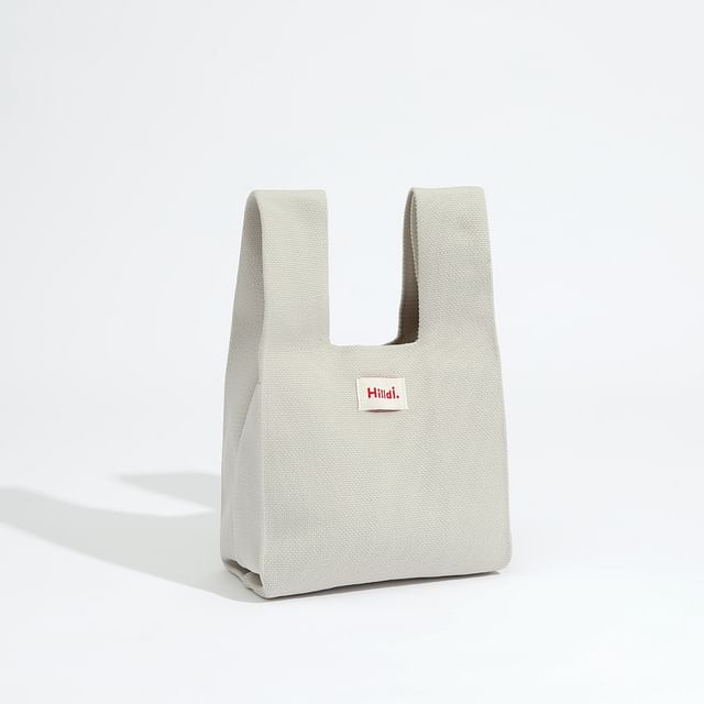 Lettering Applique Knit Tote Bag