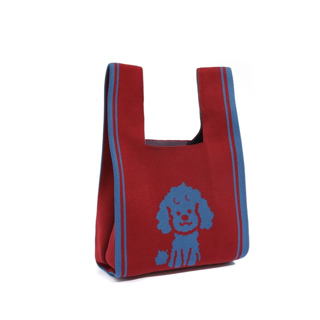 Dog Jacquard Knit Tote Bag