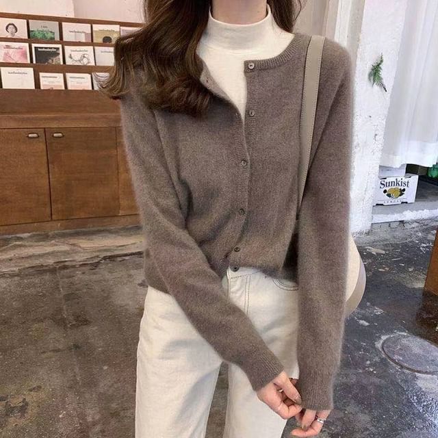 Cardigan Plain Button-Up