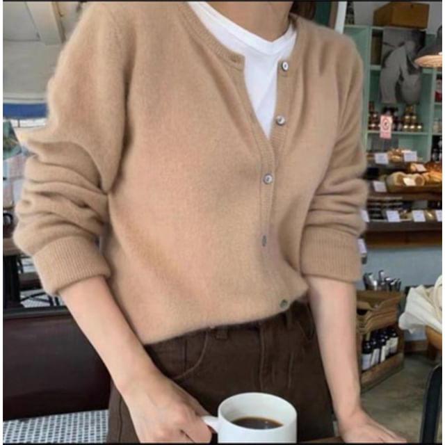 Cardigan Plain Button-Up