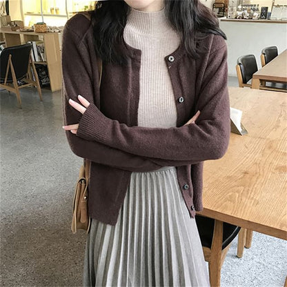 Cardigan Plain Button-Up
