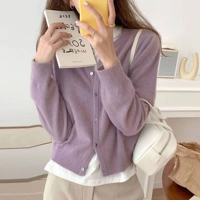 Cardigan Plain Button-Up