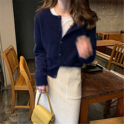Cardigan Plain Button-Up