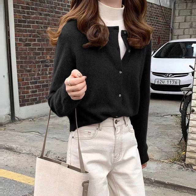 Cardigan Plain Button-Up