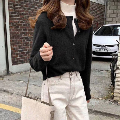 Cardigan Plain Button-Up