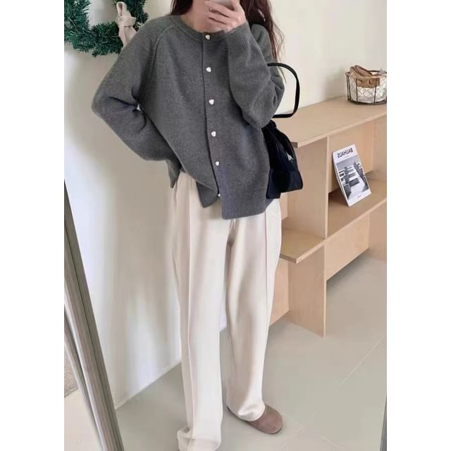 Plain Button-Up Cardigan