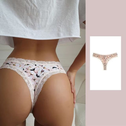 Set: Print Lace Thongs