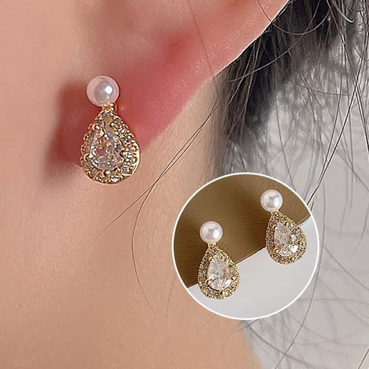 Ear Cuff Pearl Alloy Droplet Faux Rhinestone