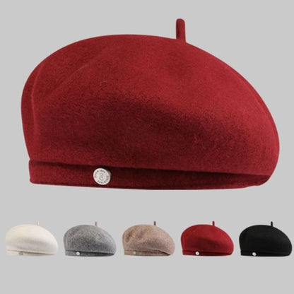 Wool Disc Metal Beret Hat