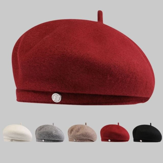 Wool Disc Metal Beret Hat