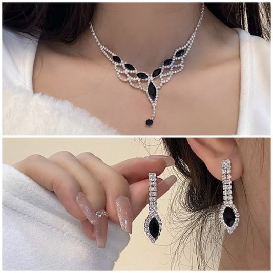 Earring Necklace / Rhinestone Drop Pendant