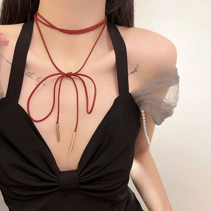 Bow Layered String Necklace