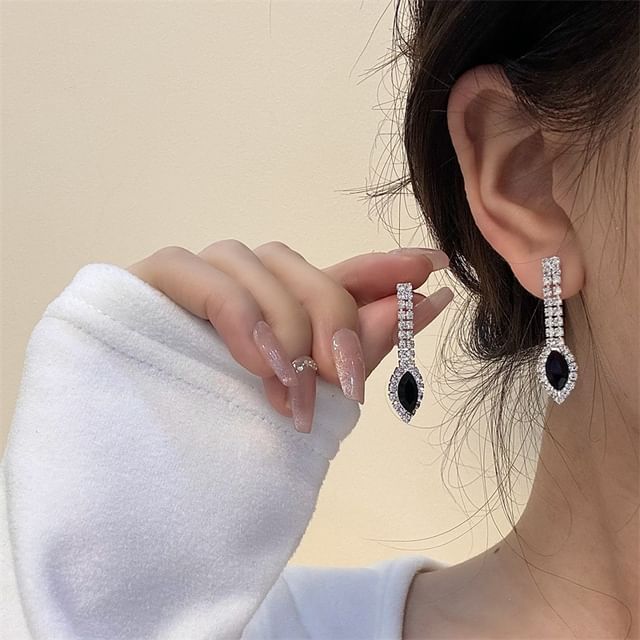 Earring Necklace / Rhinestone Drop Pendant