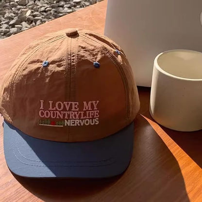 Brim Short Panel Lettering Embroidered Color Cap