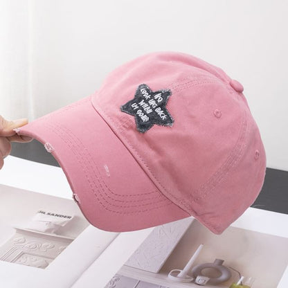 Star Baseball Applique Distressed Cap